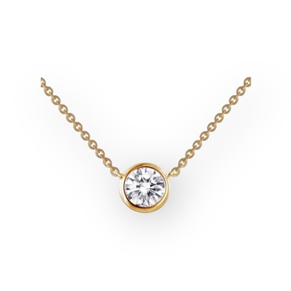 new Lassaire ☺︎︎ Bezel Set Simulated Diamond Necklace ☺︎︎ 18K Gold Plated 925 SS - Picture 15 of 16